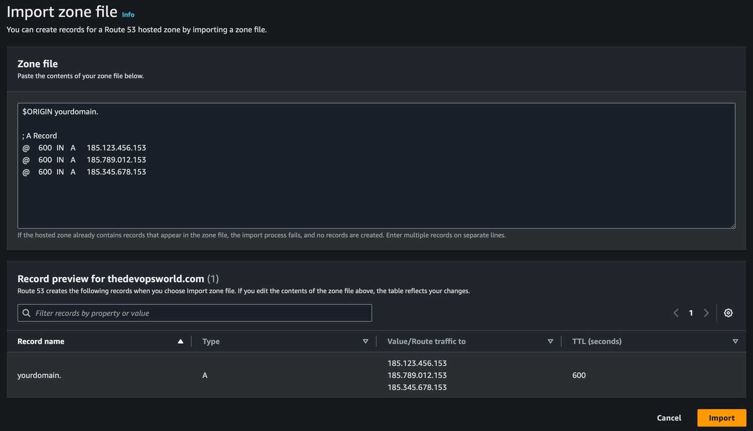 Route 53 import zone file